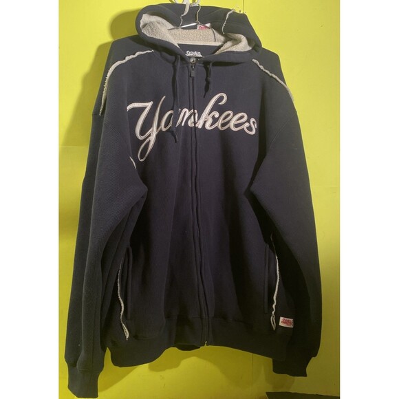 Stitches New York Yankees Jacket Mens XL Blue Full Zip Long Sleeve  Hoodie MLB - Picture 1 of 7